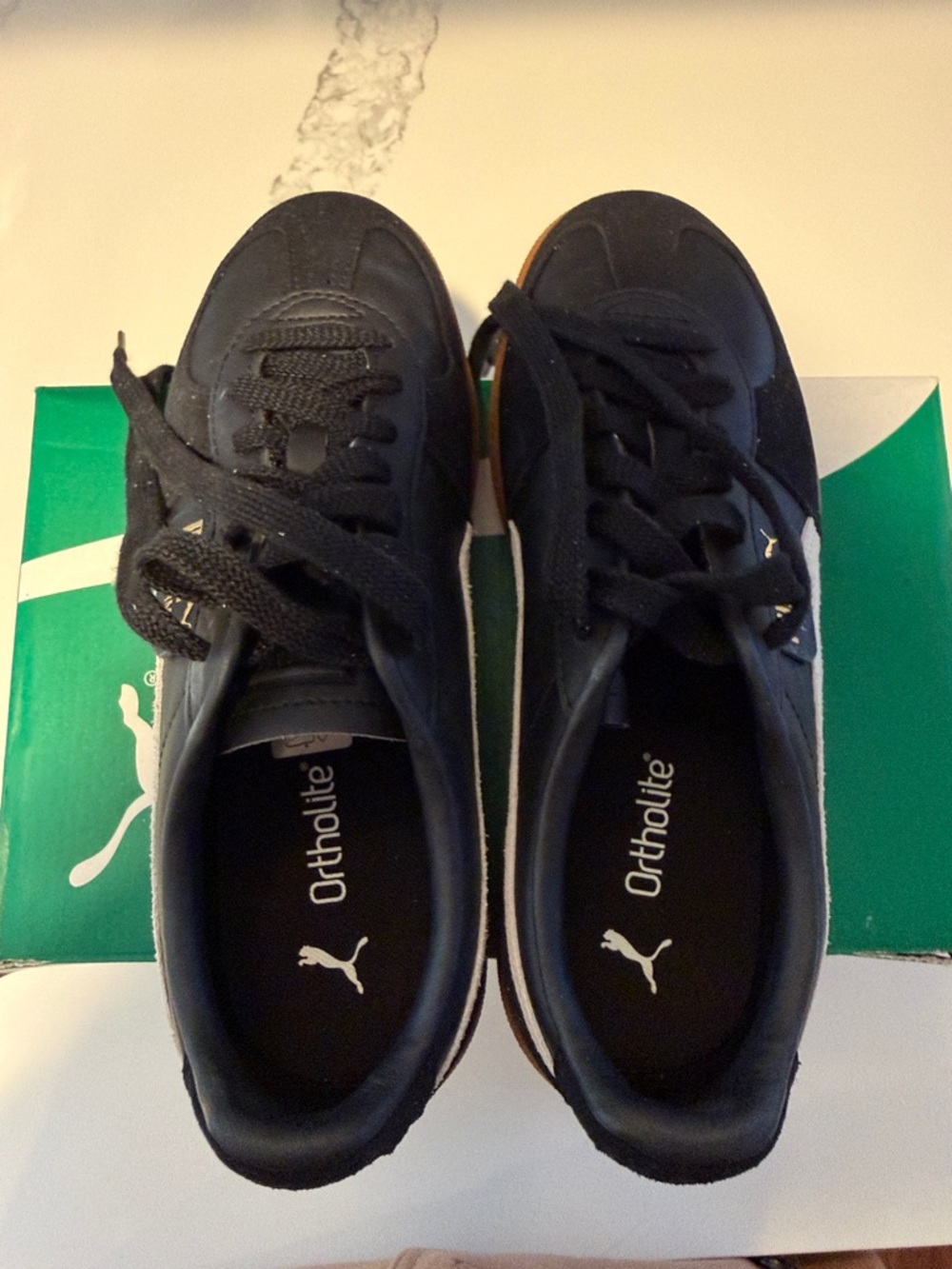 Puma Palermo Black with White Stripe and Gum Sole - Picture 6 of 9